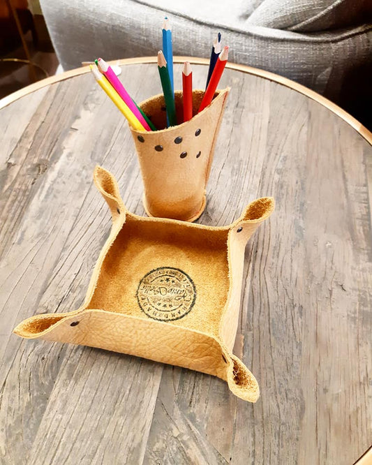 Handmade leather table set